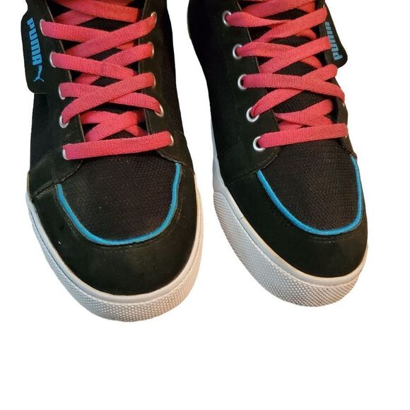 Puma Hooper High Tops Sneakers. Black/Teal/Pink. Size 11 - Picture 3 of 12